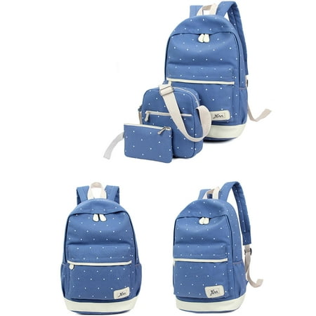 Lowestbest 3Pcs/Sets School Canvas Backpacks for Teenage Girls, Travel Scatchel Rucksack Backpacks for Middle School(1 Backpack+1 Shoulder bag+ 1 Handbag), Black School Backpack for
