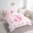 thumbnail image 3 of Homewish Initial Letter J 7-Piece Twin Bedding Sets,Kawaii Bow Ribbon Bedding Comforter Set,Pink Heart Print Sheet Sets For Girl,Breathable Bedroom Decoration Reversible, 3 of 8
