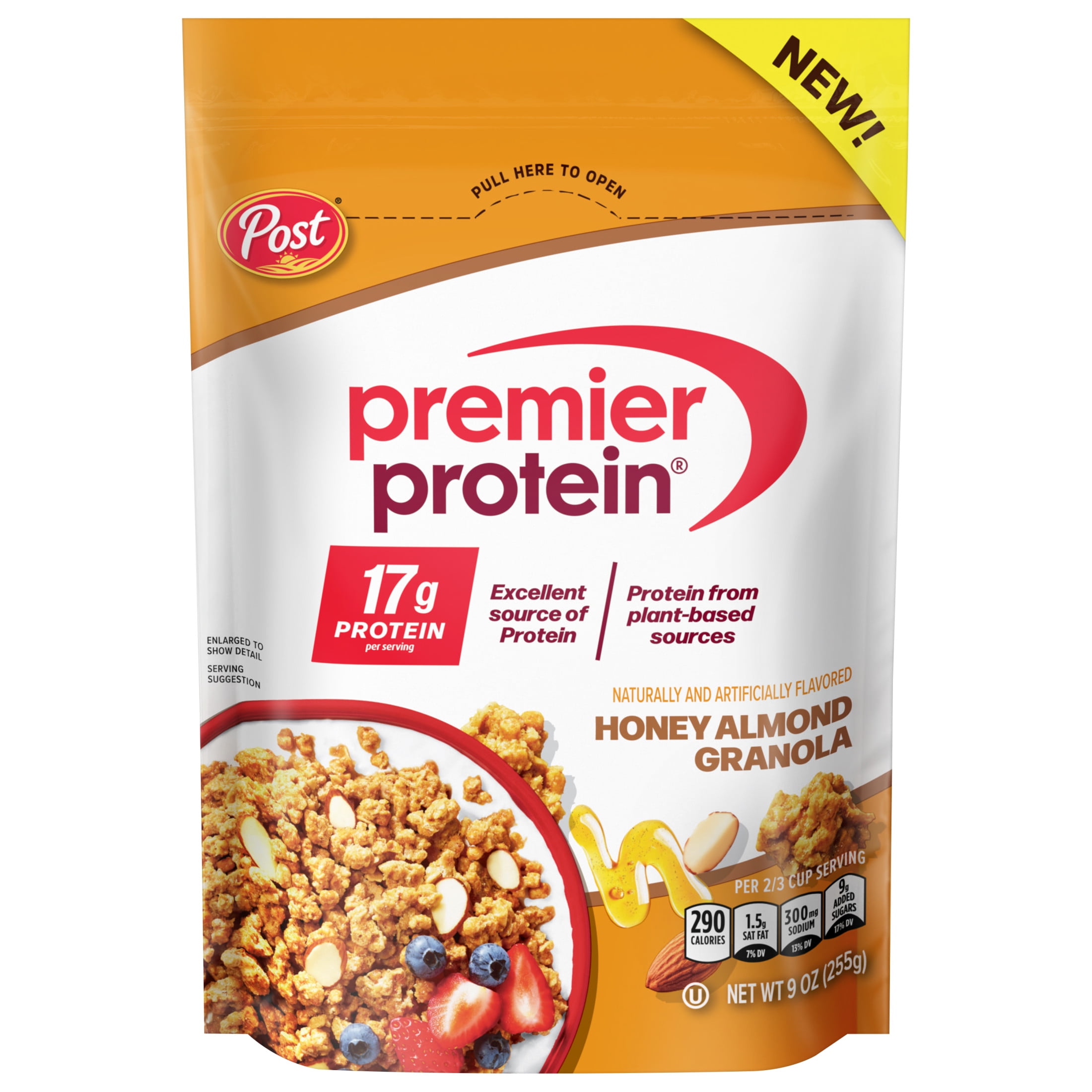 Premier Protein Granola, Honey Almond Flavored Crunchy Clusters, 9