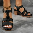 thumbnail image 2 of HomeDM Women's Block Low Chunky Heel Sandals Strappy Open Toe Ankle Strap Buckle Dress Party Vacation Shoes for Summer, Black Size 7.5, 2 of 6