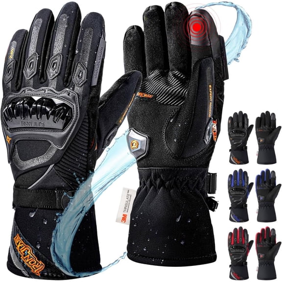Winter Motorcycle Gloves - Thermal Insulated 1.5X Warmer, Waterproof Windproof, Touchscreen Riding Gloves with Safety Armor & GRS Certified Fabric