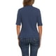 thumbnail image 3 of Camisetas de media manga INSPIRE CHIC para mujeres, blusa de cuello alto, blusas casuales, tops sólidos elásticos y suaves de longitud hasta el codo, color gris azul, 3 of 6