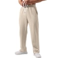 thumbnail image 2 of Dresfit Mens Baggy Pants Big and Tall Sweatpants Summer Solid Straight Leg Running Trouser Open Bottom Uncuffed Drawstring Athletic Sweat Pants with Pockets Beige XL, 2 of 4