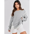 thumbnail image 4 of Luniro Women's Oversized Sweatshirts Casual Long Sleeve Side Slit Loose Fit Fall Pullover Shirt Tops, 4 of 9