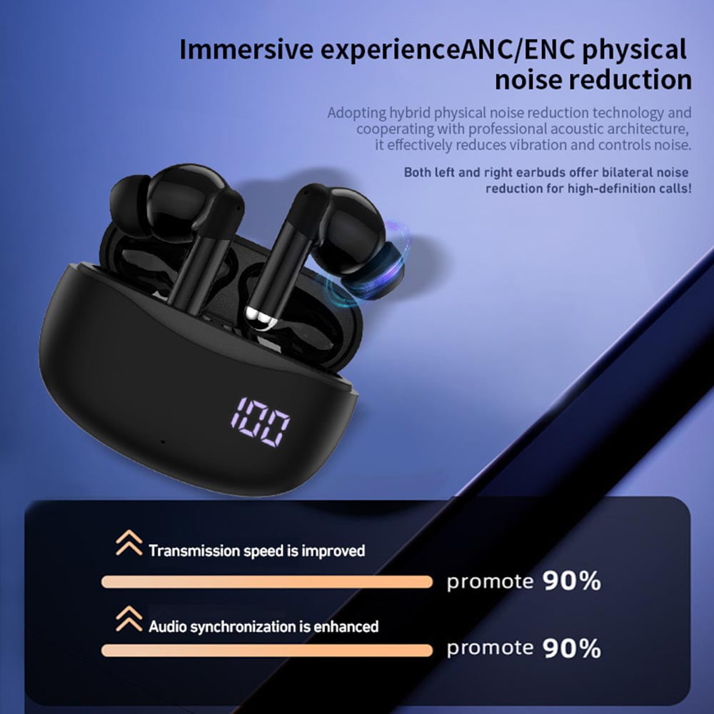SP9D True Wireless Earbuds, Bluetooth 5.3, IPX5 Waterproof, Built-in Mic, LED Display, Wireless Charging Case