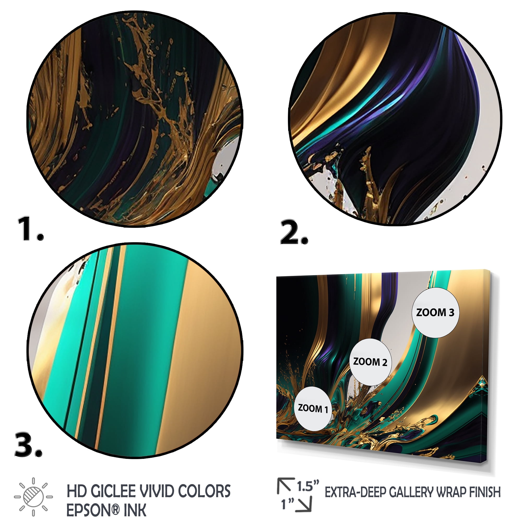 Designart Green And Gold Agate III Canvas Wall Art