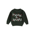 thumbnail image 1 of Gupgi Christmas Baby Sweaters Infant Kids Letter Light String Embroidery Long Sleeve Crew Neck Knit Pullovers 0-3 Years, 1 of 9