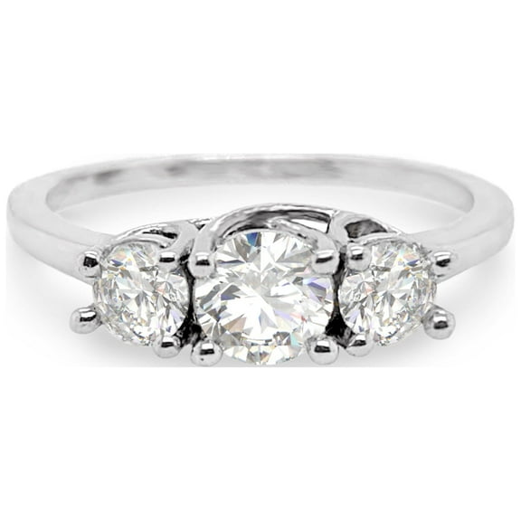 Glitz Design Three Stone Anniversary Ring past present future for Women White Gold Finish CZ