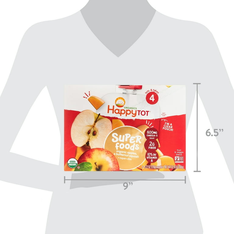 8 Pouches Happy Tot Super Foods Pouches Organic Apples