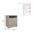 thumbnail image 2 of Dtwnek Nightstand with 2 Drawers and 1 Open Shelf, Light Gray, 2 of 6