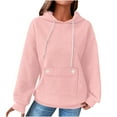 thumbnail image 2 of JUSLIO Cotton Tops for Women with Pockets Hoodies Sweatshirts Solid Long sleeve Round Neck Sweatshirts Pink M, 2 of 7