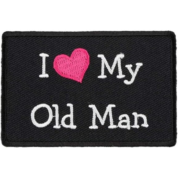 I Love My Old Man Pink Heart Patch, Ladies Patches