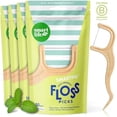thumbnail image 4 of Eco-Friendly Dental Floss Picks (200ct) - Flossers Made with Straw Wheat Blend, Superior Anti-Shred Thread for Tight Gaps, Tooth Pick Stick for Adults, Soft on & Teeth, Vegan, Mint, 4 of 4