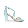 thumbnail image 3 of BLISSFUL STEP Women's Shoes Glitter Crisscross Strap Block Heel Sandals Light Blue 10, 3 of 8