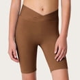 thumbnail image 2 of BLTIBY Girls Athletic Shorts Slim Cross V Elastic Waist Short Leggings Fashion Bike Dance Gymnastics Shorts Brown 11-12 Years, 2 of 9