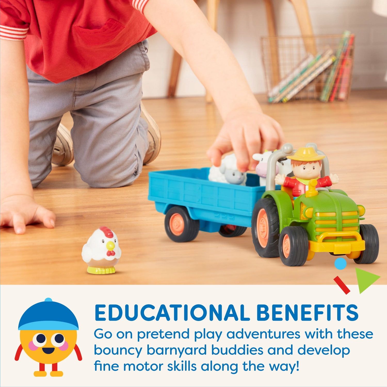 Battat Farming Fun Tractor with 7 Pieces Lights and Sounds, Toddler and Preschool Toys
