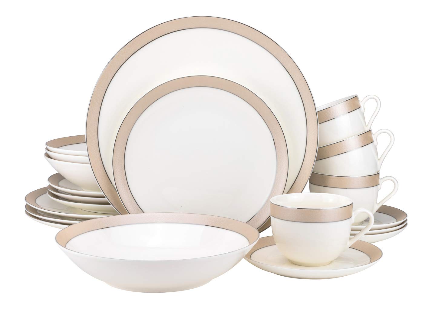 20-pc. Dinner Set Service for 4, 24K Gold-plated Luxury Bone China Tableware ("Downtown" 1402P) - image 1 of 2
