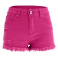 thumbnail image 4 of Povozer Women's High-Stretch Denim Shorts High Waisted Jean Shorts with Pockets(Pink,L), 4 of 4