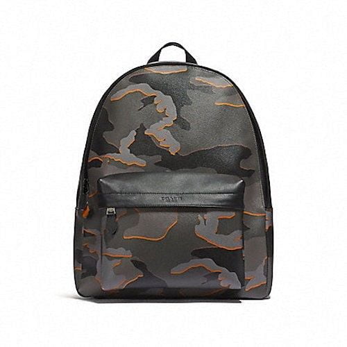 NEW MEN/'S COACH F31557 CAMOUFLAGE GRAY MULTI CHARLES LEATHER BACKPACK BAG