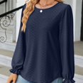thumbnail image 5 of Scyoekwg Dressy Blouses for Women Crew Neck Basic Tops Solid Color Loose Long Sleeve T Shirts Women Blouses Trendy Pullover (Navy,S), 5 of 6