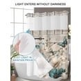 thumbnail image 6 of No Hook Shower Curtain with Snap-in Liner, Teal Tulip Butterfly Waterproof Fabric Bathroom Curtains, Beige Turquoise Floral Farmhouse Wooden Bath Curtains & Mesh Top Window 72"x84" Long, 6 of 9