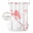 thumbnail image 2 of Pink Floral Art No Hook Shower Curtain Waterproof, Bathroom Curtains with Snap in Liners and See Through Top Window, Watercolor Botanical Spring Flowers Hotel Style Bathtub Curtains Shower 72"Wx96"L, 2 of 8