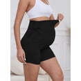 thumbnail image 3 of Women's Plus Size Maternity Biker Shorts Over the Belly Drawstring Stretchy Pregnancy Yoga Workout with Pockets 2-Pack, 3 of 6