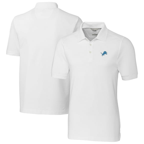 Men's Cutter & Buck White Detroit Lions Big & Tall Advantage Eco Pique DryTec Tri-Blend Polo