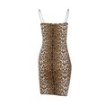 thumbnail image 5 of IROINNID Women's Sleeveless Prints Sheath Dress Fashion Leopard Halter Short Dress Temperament Dress Off-The-Shoulder Short Dress, 5 of 6