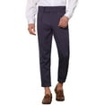 thumbnail image 1 of INSPIRE CHIC Pantalon Habillé à Rayures pour Homme, devant Plissé, Affaires, Fuselé, Court, 36, Bleu Marine, 1 of 5