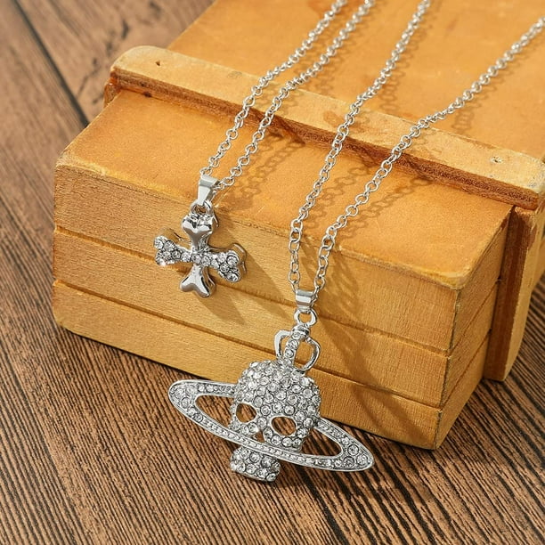 2 3pcs 3D Saturn Pendant Necklace for Women Anime NANA Cool Girl