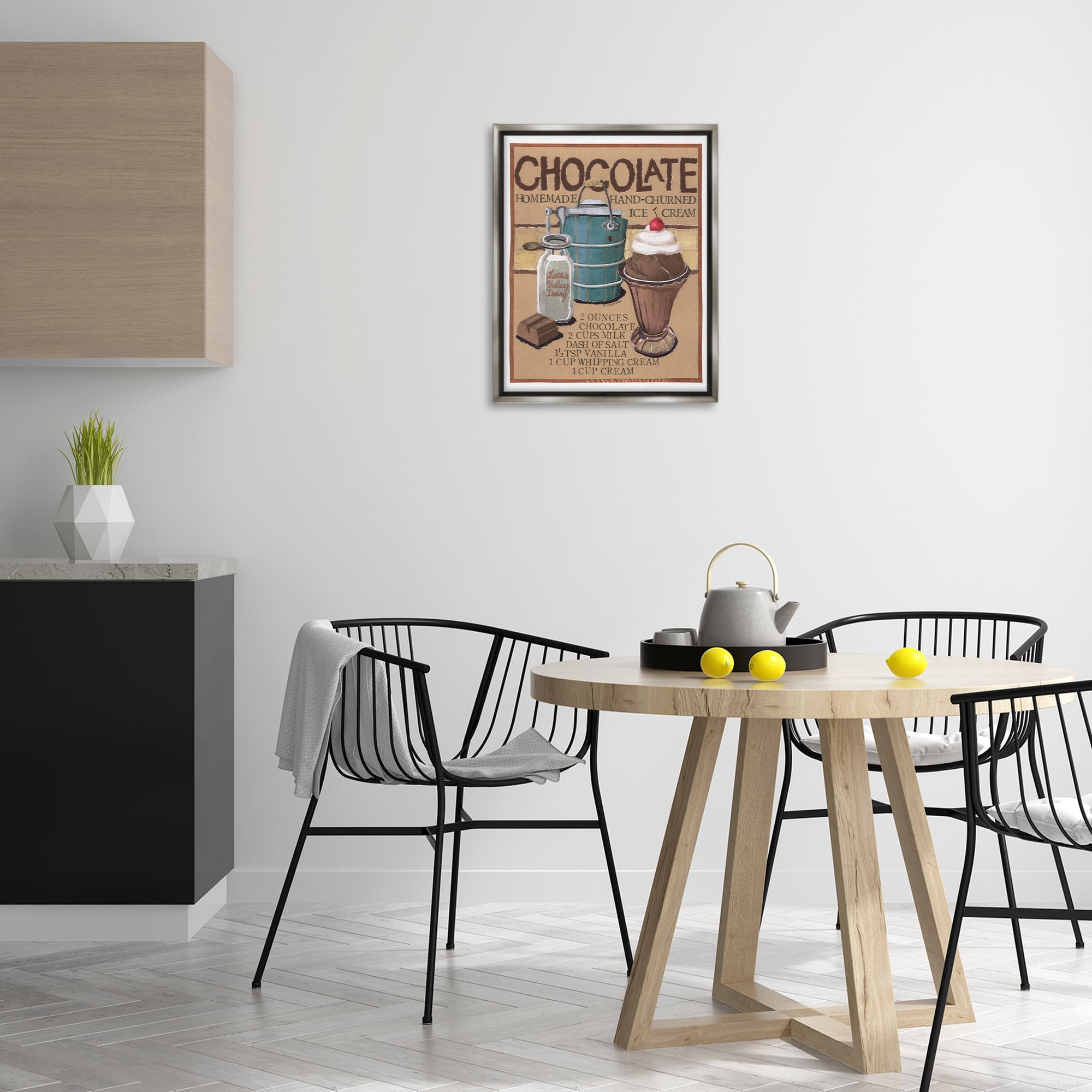 Stupell Industries Chocolate Ice Cream Food & Beverage Painting Gray Floater Framed Art Print Wall Art, 17 x 21