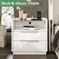 thumbnail image 6 of VanAcc 23.6" Nightstand High Gloss End Table with Glass Tabletop, Modern Bedside Table with Charging Station, 2 Drawers for Bedroom, White, 6 of 9