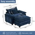 thumbnail image 2 of Gexpusm 40" Chenille Accent Chair with Ottoman - Ultra-Comfy Single Sofa Chair for Living Room, Bedroom & Apartment, Dark Blue, Ideal for Reading and Relaxing, 2 of 7