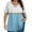 Sky Blue womens plus size tops, variant on YanHoo Womens Summer Tops Criss Cross V Neck Short Sleeve Shirts Loose Casual Dressy Blouses Striped Color Block Printed Plus Size Tshirts Light Blue,XXL