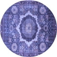 thumbnail image 1 of Ahgly Company Machine Washable Indoor Round Abstract Blue Modern Area Rugs, 5' Round, 1 of 4