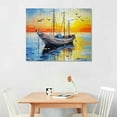 thumbnail image 3 of RUIYC abstract Wall Art for Living Room Bedroom Decoration bathroom Wall decor sea ship scenery Farmhouse watercolor paintings office Canvas Pictures Artworks modern Home wall 20x16in, 3 of 5