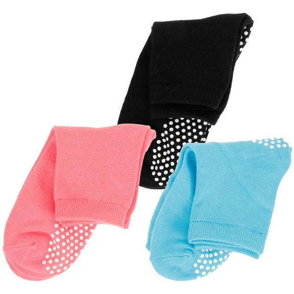 ROSENICE 3 Pairs Anti-slip Trampoline Socks Cotton Socks for Women Non-slip Breathable Sports Use Black