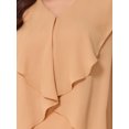 thumbnail image 5 of INSPIRE CHIC Women's Chiffon Pant Suit Ruffle V Neck Wide Leg 2 Piece Outfit Light Khaki L, 5 of 6