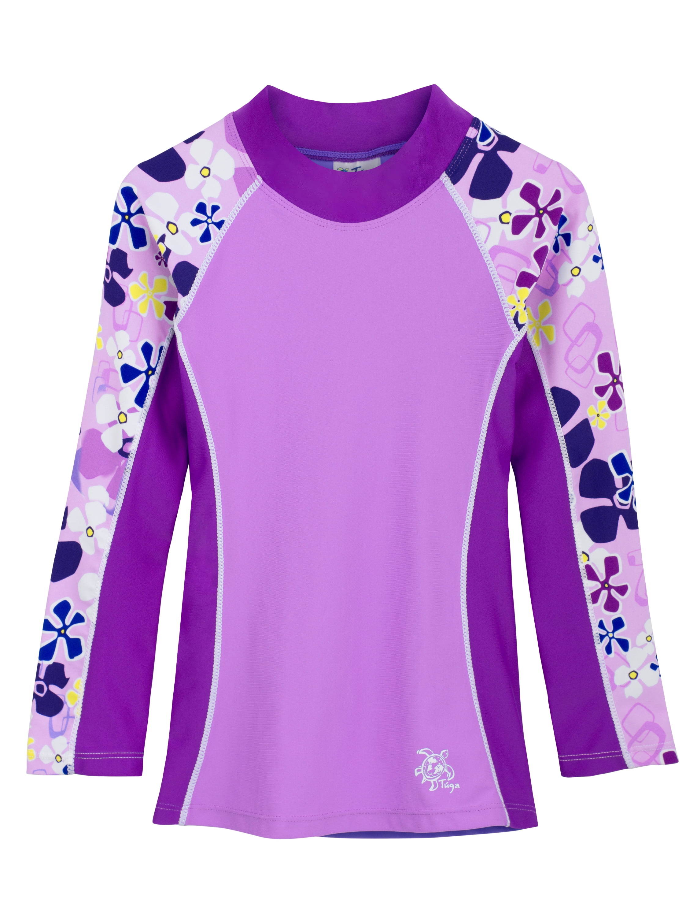 Tuga Girls Shoreline L/S Rash Guard (UPF 50+), Verbena, 8/10 yrs