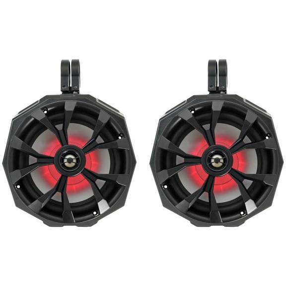 (2) Rockville 8" 900w LED Speakers SSV Swivel Cage Pods For Can-Am Maverick X3