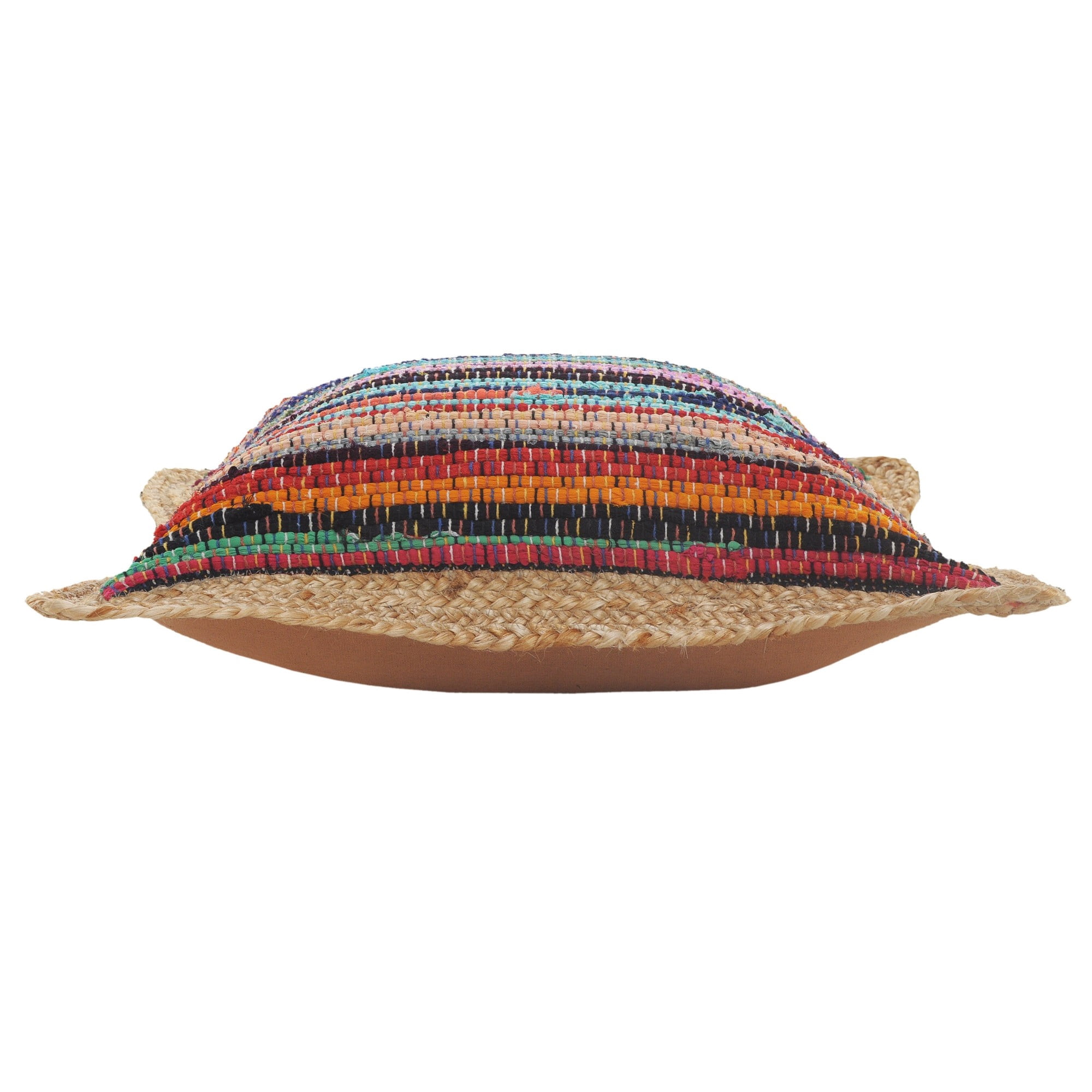 Laddha Home Designs Handwoven Braided Striped Cotton Throw Pillow Cover - 20" - Multicolored