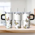 thumbnail image 2 of Butterfly 20oz Stainless Steel Tumbler with Handle and Straw – Insulated Travel Cup with Sliding Lid, 360° Full Wrap Printed Mug for Home, Outdoor & Sports Use, Spring, 2 of 6
