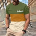 thumbnail image 2 of Mens Casual Pantalones Cortos Cuello Redondo Patchwork Impresión Suéter Blusa de Fitness, Camisetas para Hombre, 2 of 4