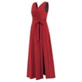 thumbnail image 4 of Vestidos de Fiesta Elegantes largo ajustado con abertura lateral vestido largo sexy con lazo traje en forma de H Cgtredaw Rojo T M para Mujer, 4 of 8