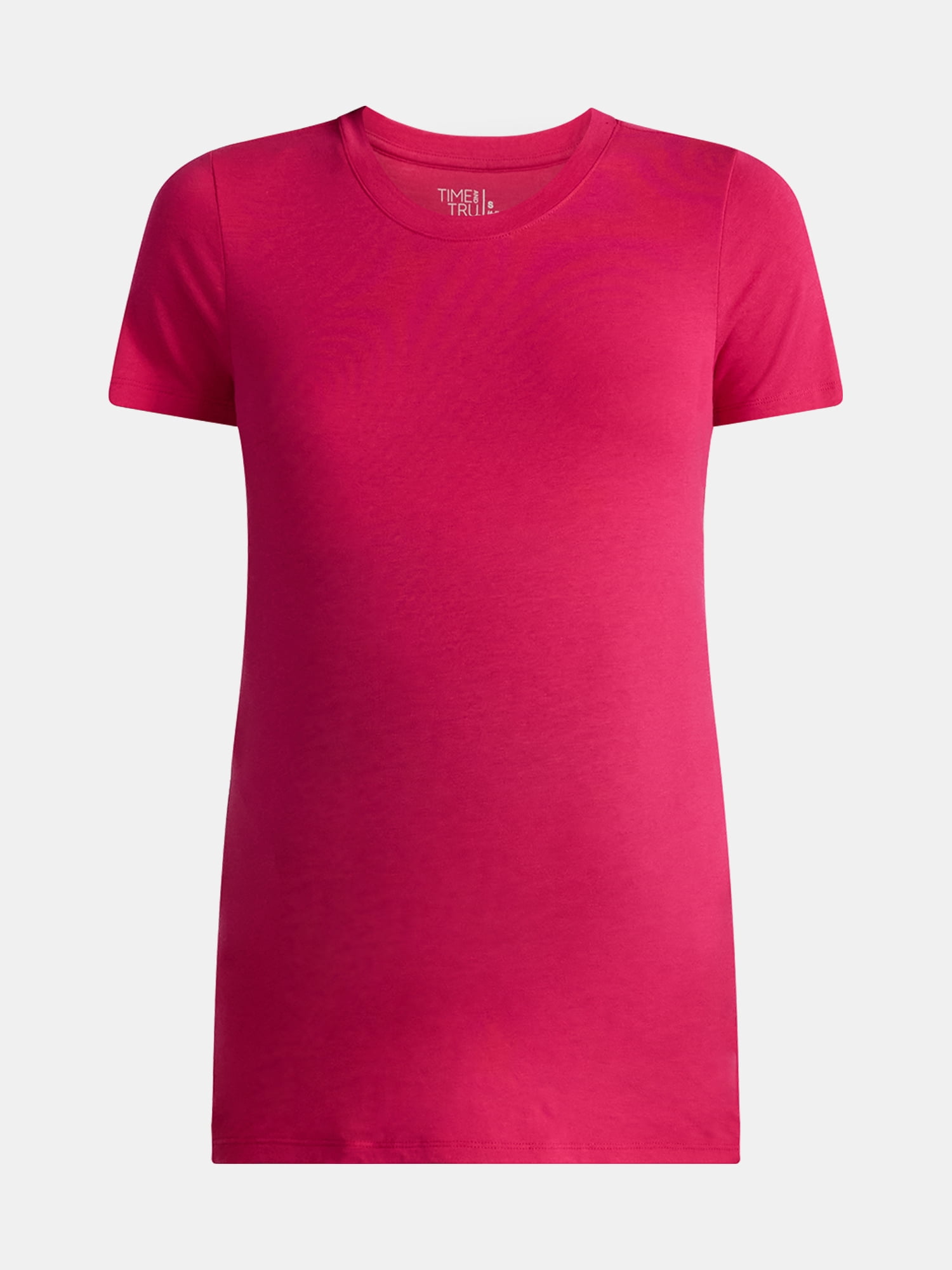 Time and Tru Women's Maternity Non Shirred Tee with Short Sleeves, Sizes S-XXL