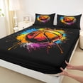 thumbnail image 5 of Erosebridal Splash Art Basketball Full Size Sheets, Sport Bed Sheets for Men and Boys, 4-Piece, 1 Flat Sheet, 1 Fitted Sheet and 2 Pillowcases, 5 of 6