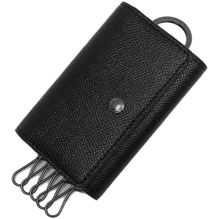 キーケース COACH FIVE RING KEY CASE F73992 Coach F73992 Five Ring Key Case Black Crossgrain Leather