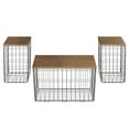 thumbnail image 2 of Lavish Home Set of 3 Living Room Tables - Metal Basket Storage with Removable Lids (Brown/Black), 2 of 9