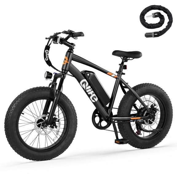 Qlife Racer Fat Tire Electric Bike For Adults, Max 28MPH Mountain Ebike with 500W Motor, 20x4.0"Tire Step Over E-MTB,48V 10.4Ah Removable Battery with Free Lock,Black